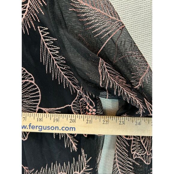 Alfani XL Black Mesh Floral Embroidered Bell Sleeve Blouse Sheer Overlay Top - Picture 4 of 9